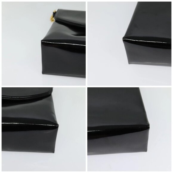 GUCCI Chain Shoulder Bag Patent leather Black Gold Auth BA2705 - Picture 14 of 16